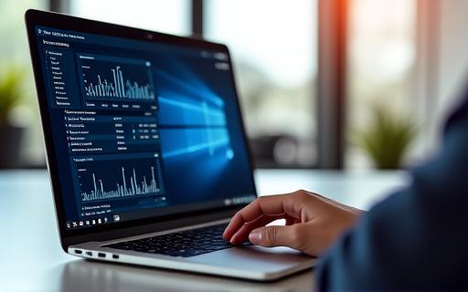 Modern software interface on a laptop screen.