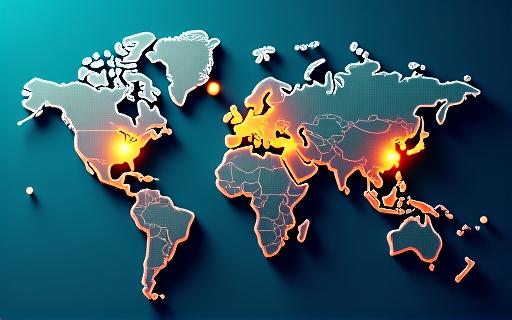 A world map with key markets highlighted.